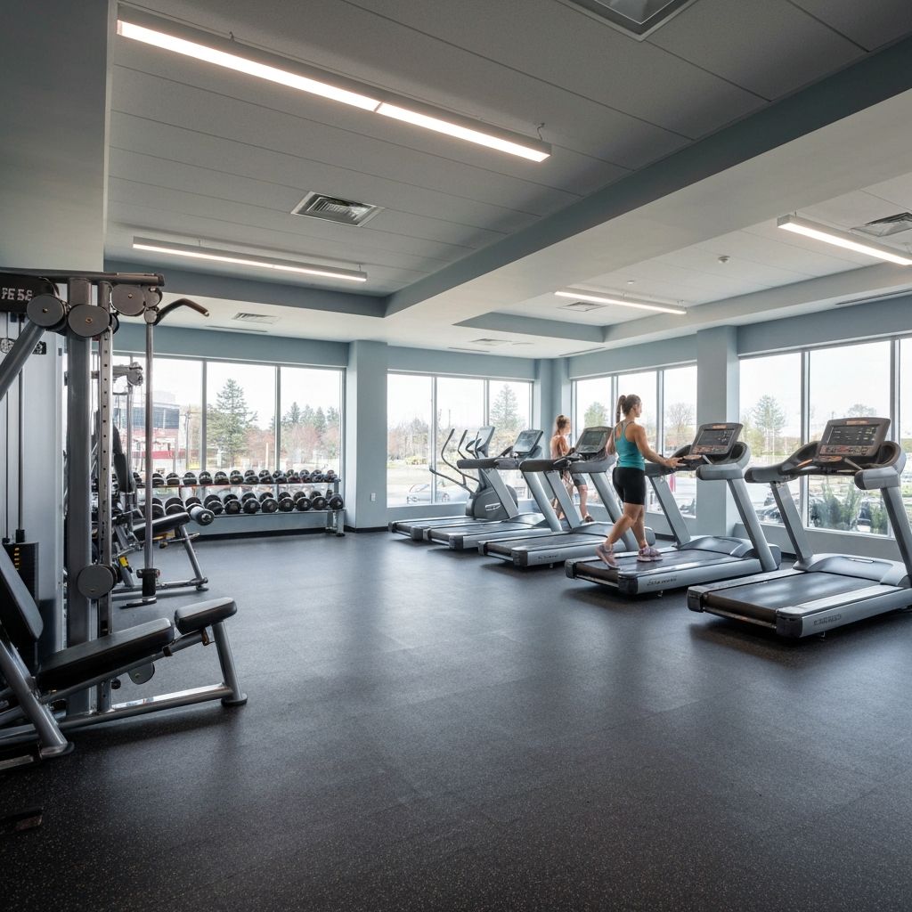 Modern gymutrustning i en träningsanläggning servad av GymSupporten